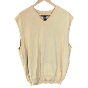 Oxford Golf 100% Pima Cotton Sweater Vest XL Yellow V-Neck Classic Preppy Knit